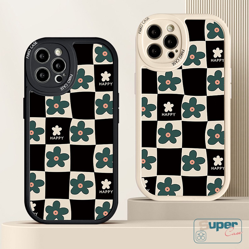 Case Untuk Realme C53 C31 C55 C21Y C35 C12 C30 GT 8i 6i 5 5i 9i 7i 6 8 Pro 10 Pro+6s 7 C25Y C15 C25 C25s C11 C17 C20 C20A C3 C21 Art Retro Bunga Abstrak Kotak-Kotak Soft Case Geometri