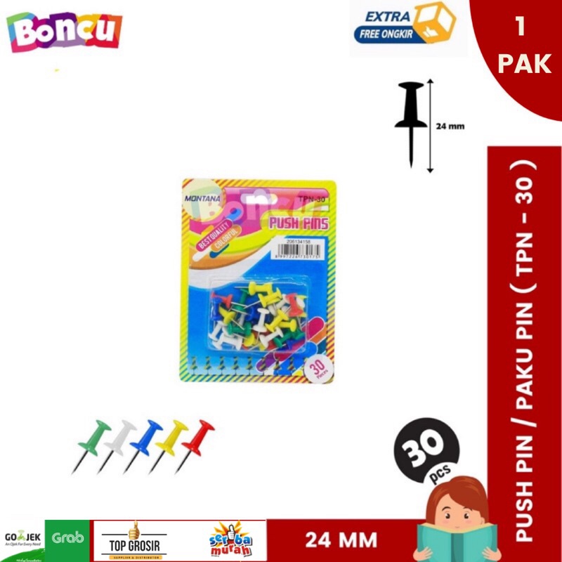 

Push Pin Montana / Paku Pin / paku mading alat tulis murah TPN-30 [ 1 PAK ]