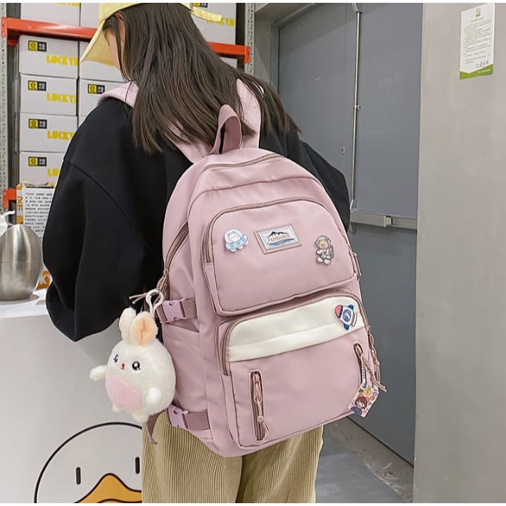 Tas Ransel Wanita Sekolah SD SMP SMK Terbaru K POP Korea Tas Ransel Perempuan Remaja Gadis Gendong Besar Kekinian Terbaru Viral Populer 2022-4