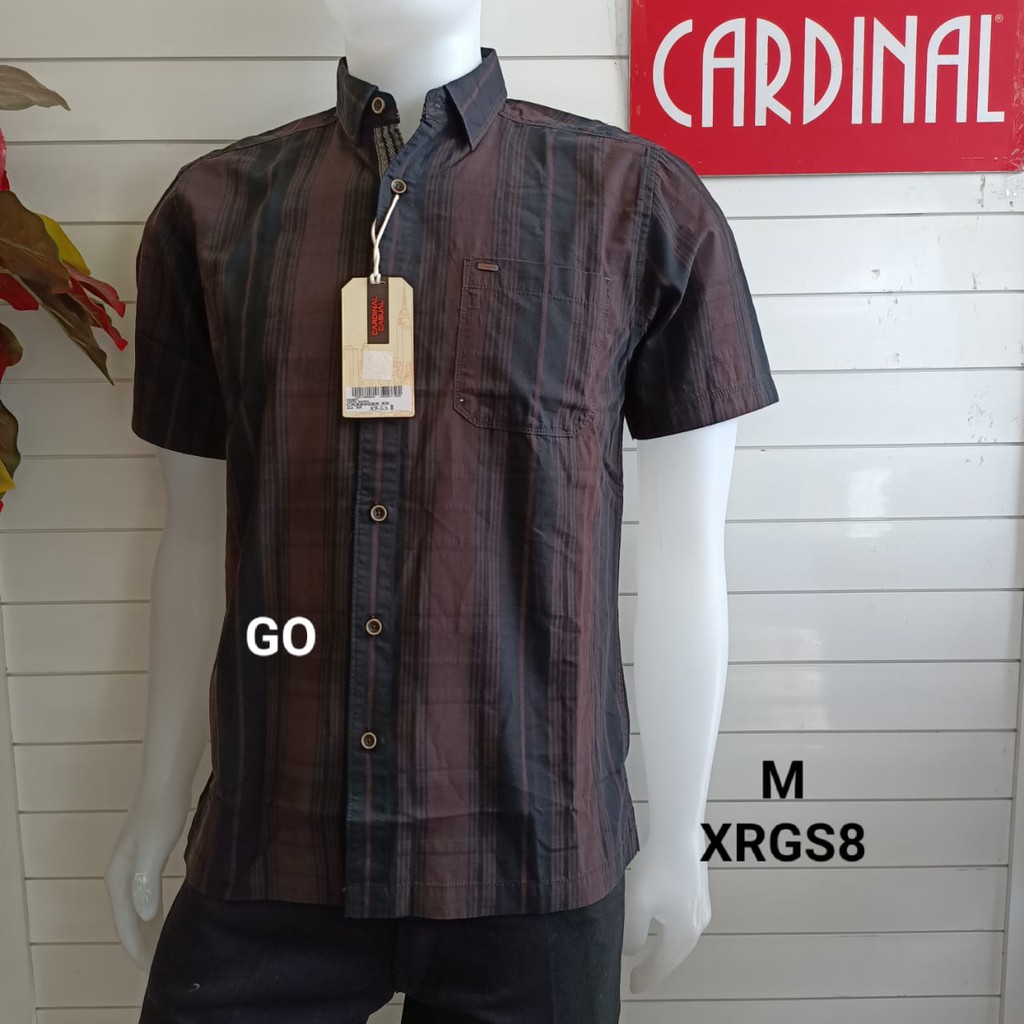 gof M CARDINAL KEMEJA CASUAL Pakaian Atasan Pria Kemeja Reguler Hem Casual Santai Lengan Pendek