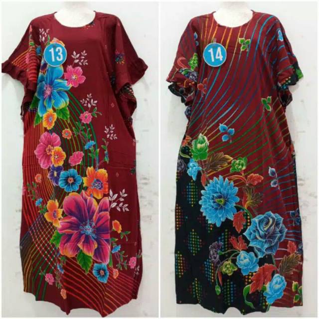 Daster jumbo tangan geber ld 120 kencana ungu label biru