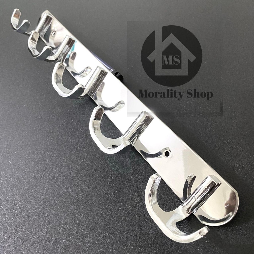 Kapstok 5 kait Minimalis Stainless D057 - Gantungan Baju Rak Cantolan Hanger Holder Hook Stenlis A32