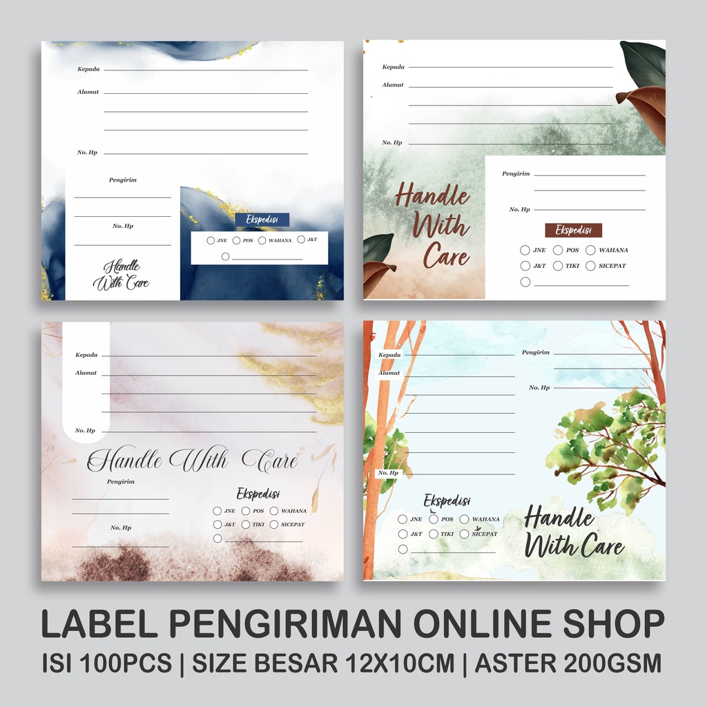 

100 PCS LABEL PENGIRIMAN ONLINE SHOP | UKURAN BESAR 12x10CM | label pengiriman olshop | label olshop