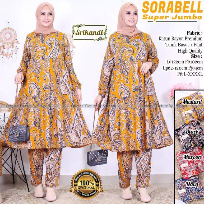 [bayar Ditempat] Sorabell Super Jumbo Set// Setelan Wanita//baju Atasan Tunik Set Pants