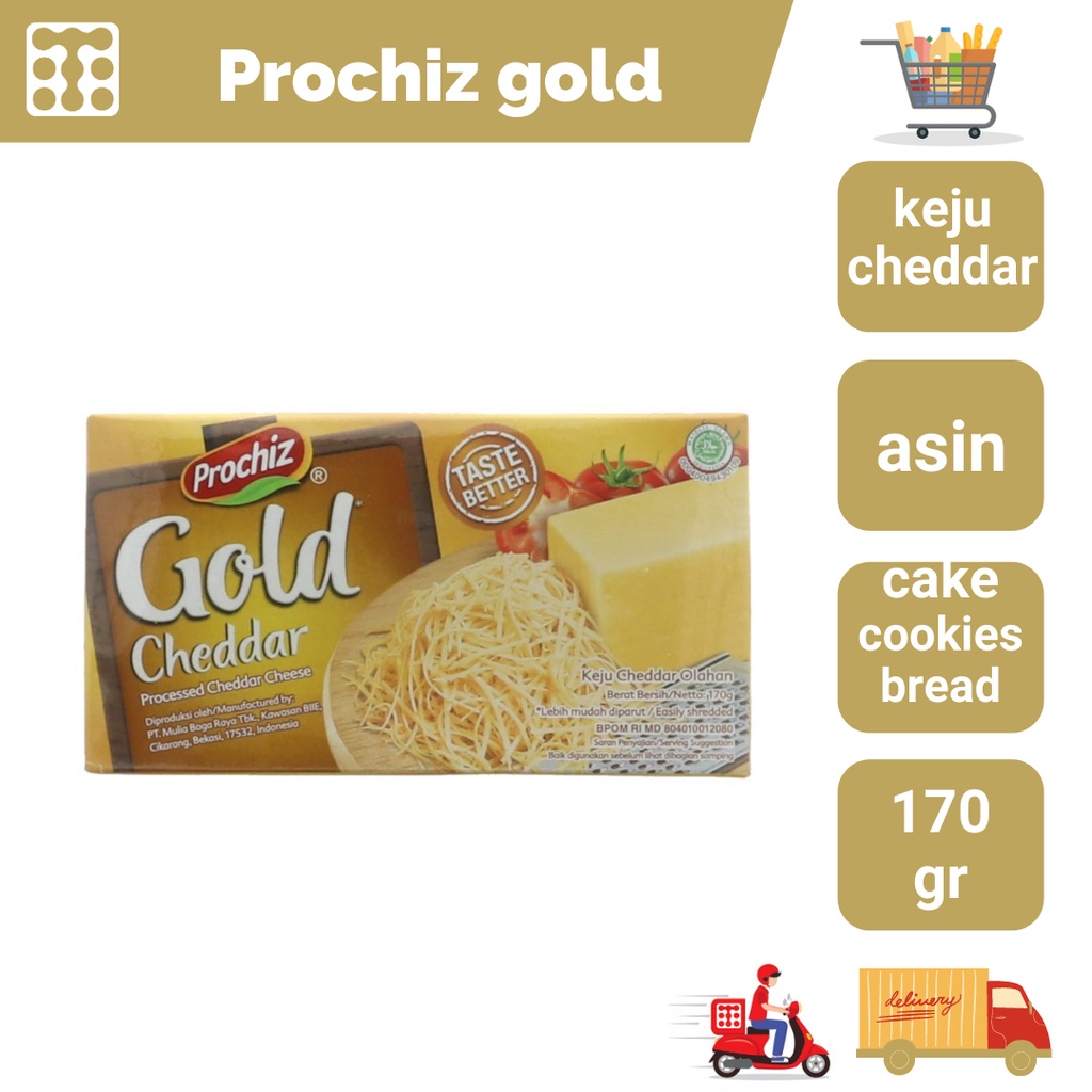 

Prochiz Cheddar Gold 170 Gram / Keju Cheddar