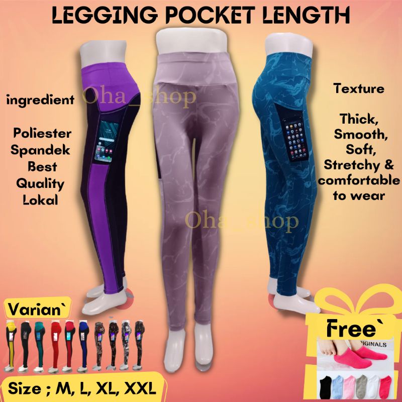 Leggings pocket lenght/ Leggings Pockets Tile / Ladies Womens Stretchy New Full Length Leggings / gy