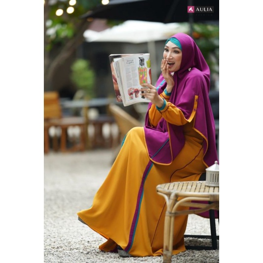 LAUNCHING SET GAMIS AGHNIA MUSTARD BURGUNDI AULIA FASHION