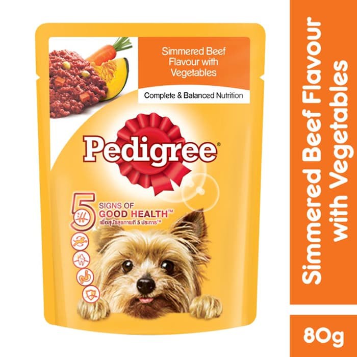 MAKANAN ANJING PEDIGREE POUCH SIMMERED BEEF FLAVOUR WITH VEG 80GR