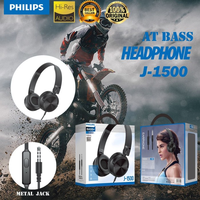 HEADPHONE HEADSET HANDSFREE EARPHONE BANDO PHILIPS J-1500 AT BASS Grosir