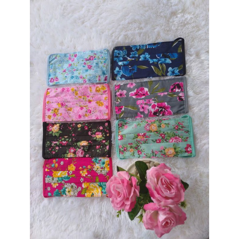 Masker Motif/ MASKER KAIN OXFORD MOTIF BUNGAH POLKADOT KARAKTER