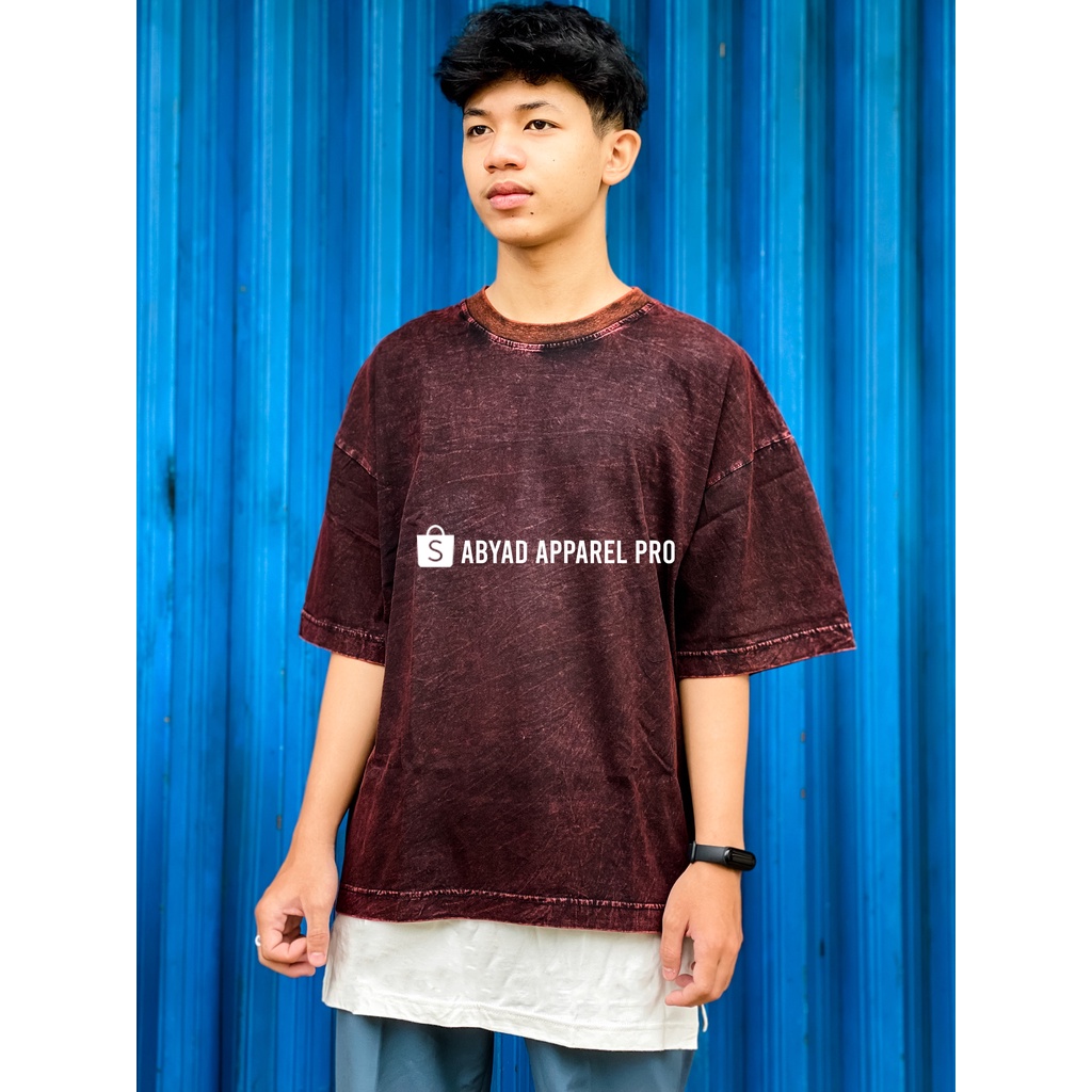 Kaos Sandwash Polos Oversized Boxy by Abyad Apparel Pro