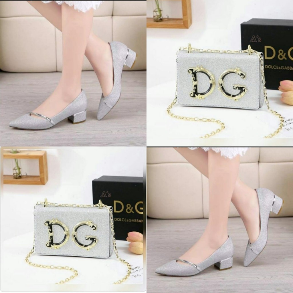 heels dan tas paket tas selempang dan sepatu  pesta