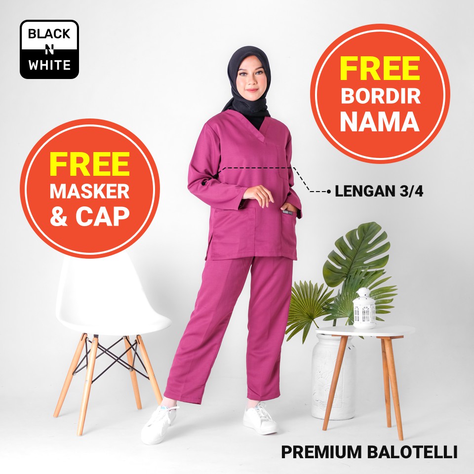 Atasan / Baju OKA / Baju Jaga / Baju Perawat / Baju OK / Baju Dokter Jaga / Baju SCRUB-Balotelli 3/4 