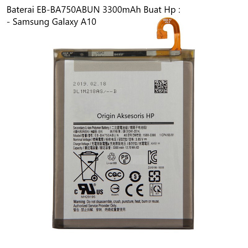 Original Baterai EB-BA750ABUN Buat Handphone Samsung Galaxy A10 dc88