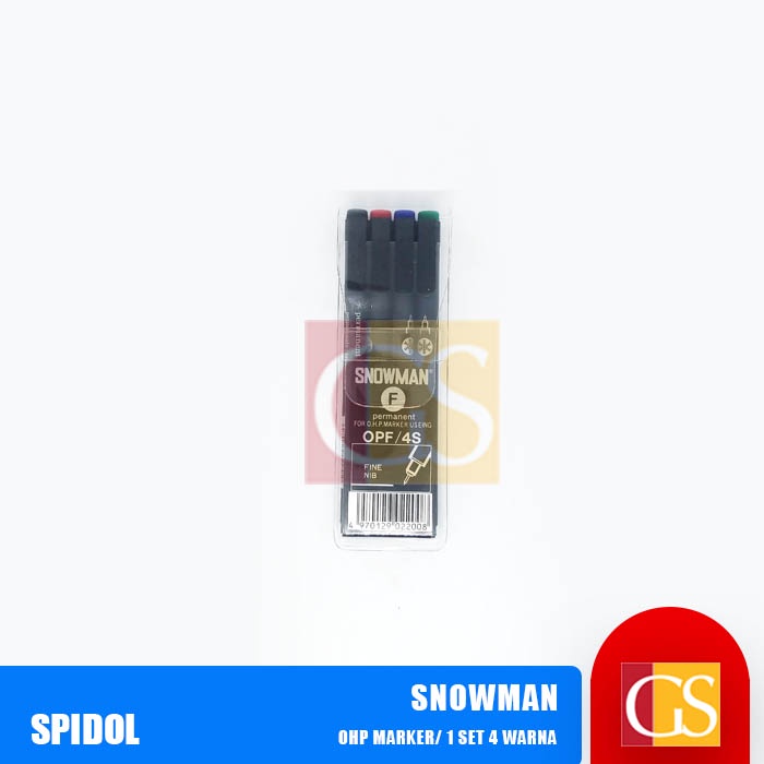 

Spidol / OHP Marker Snowman Permanen OPF 4S Set 4 Warna 0.5mm