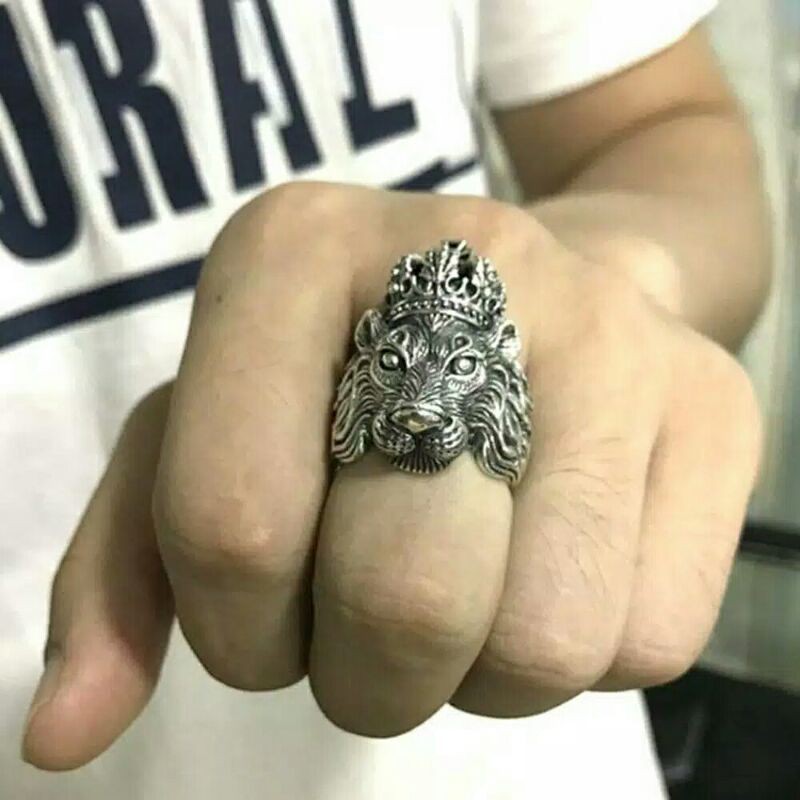 Cincin Pria Motif Binatang cats Punk style ring starv series