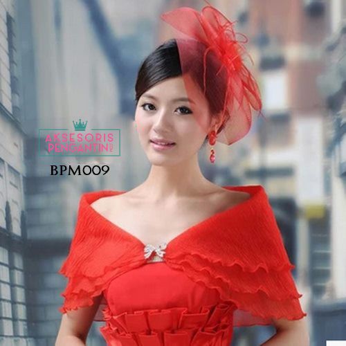 [READY STOCK] BOLERO PENGANTIN CARDIGAN PESTA LACE MERAH BPM009