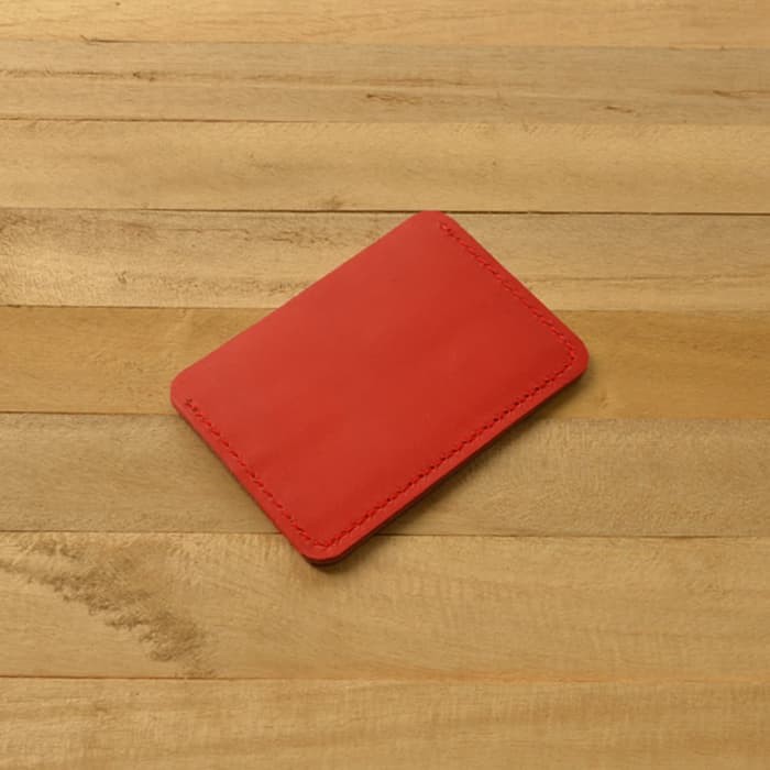 dompet kartu - slim wallet kulit asli warna merah - minimalis wallet