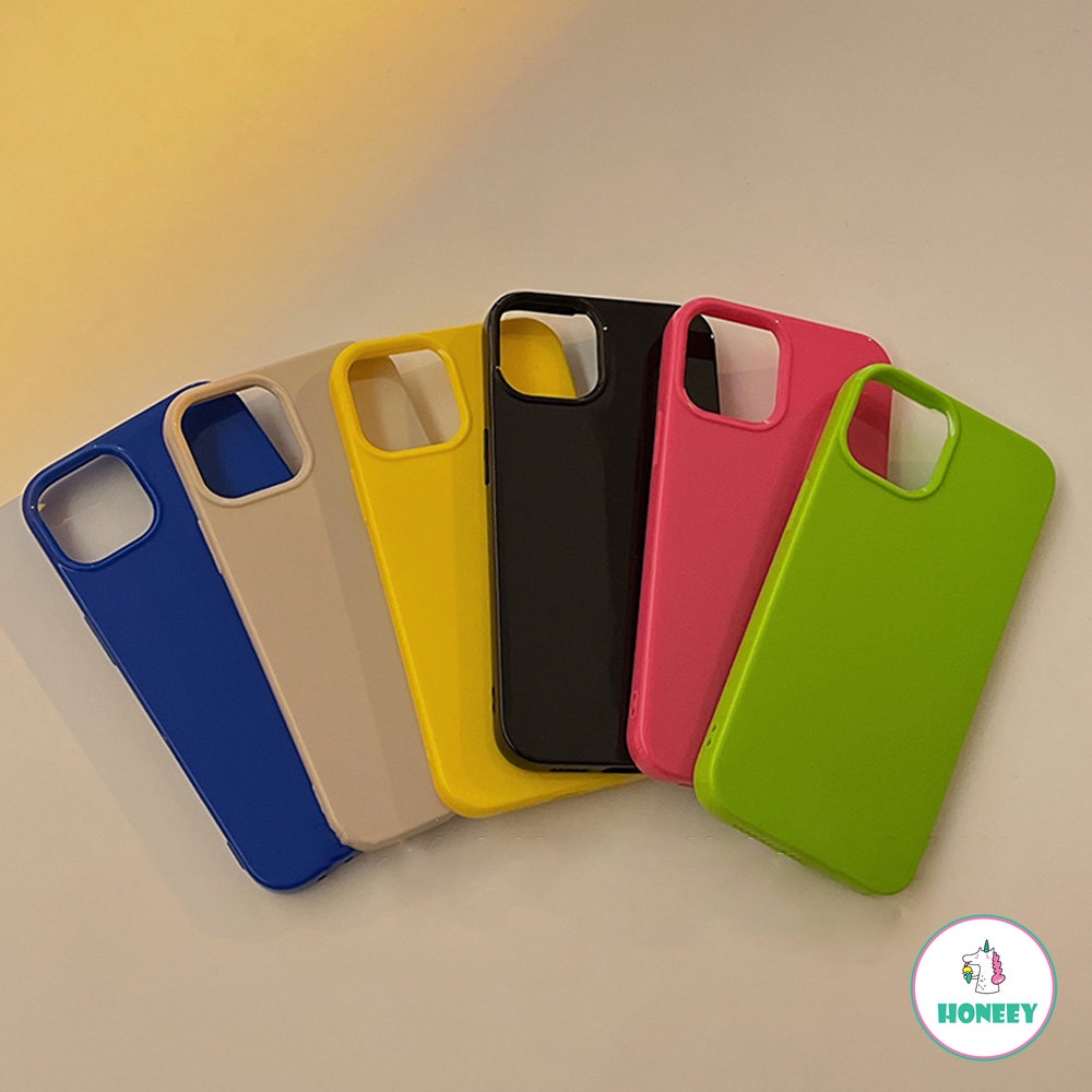 Soft Case TPU Warna Permen Glossy Fluorescent Untuk IPhone 14 13 12 11 Pro Max X Xs Max XR 8 7 Plus