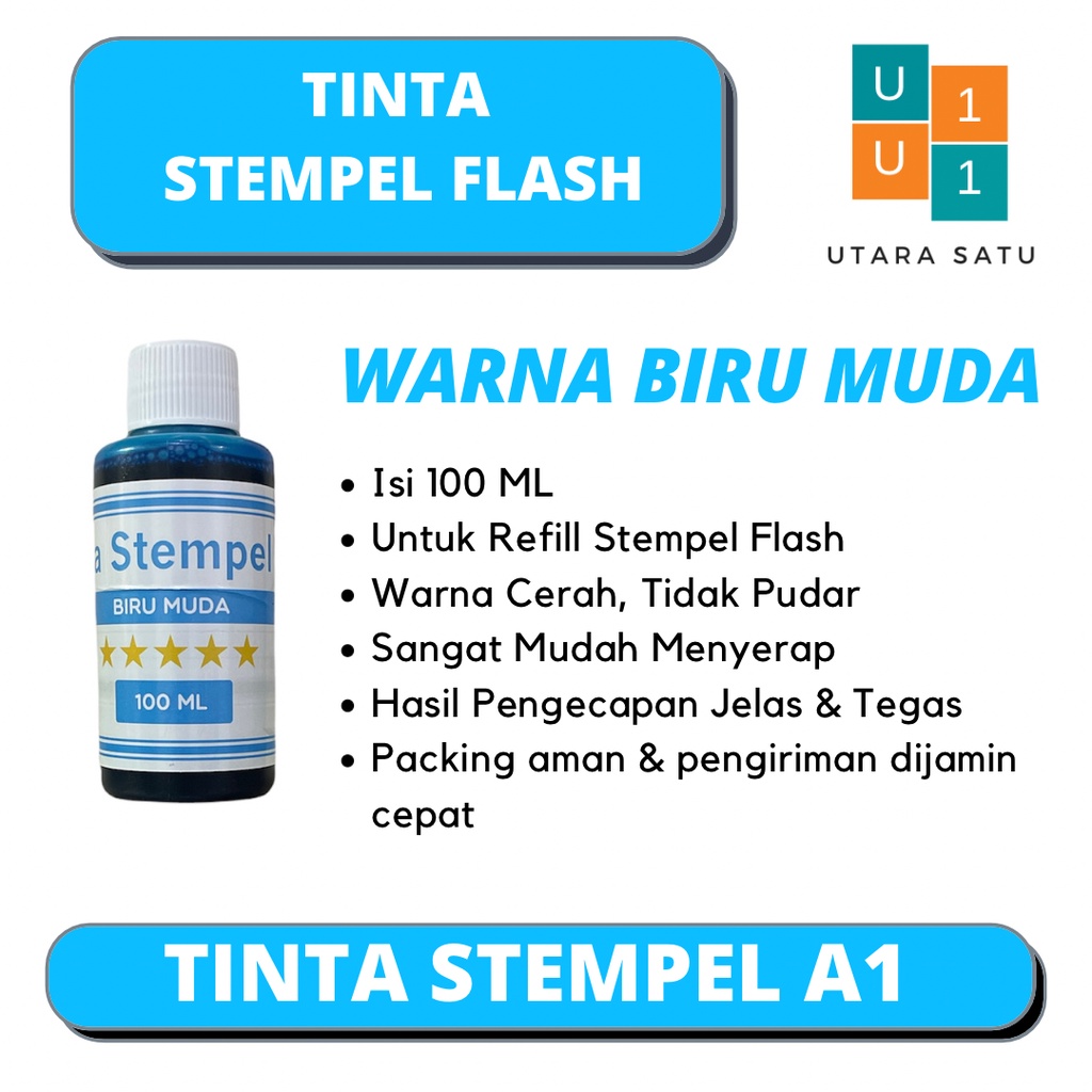 

Tinta Stempel Flash Warna Biru Muda 100 ML
