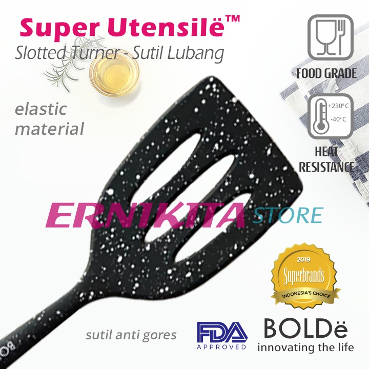 BOLDe SUPER UTENSILE SLOTTED TURNER BLACK PINK - Sutil Spatula Silikon Lubang