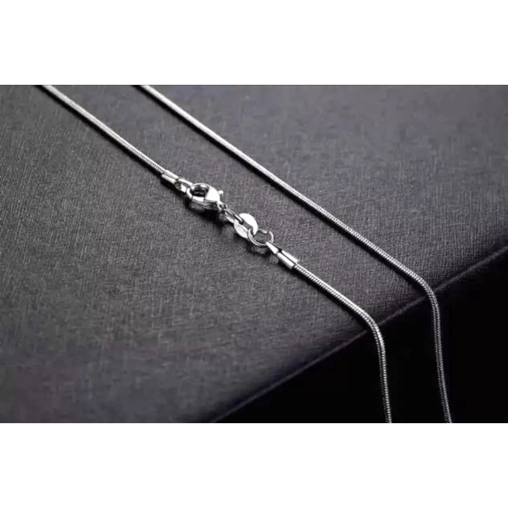 kalung belut bulat silver titanium