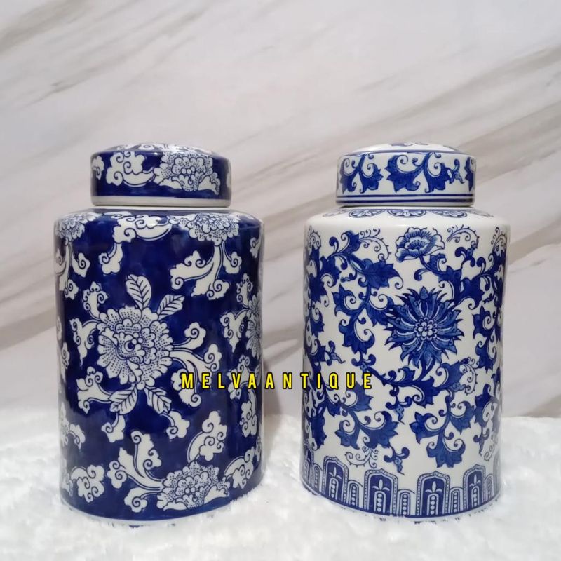 Toples keramik Biru putih