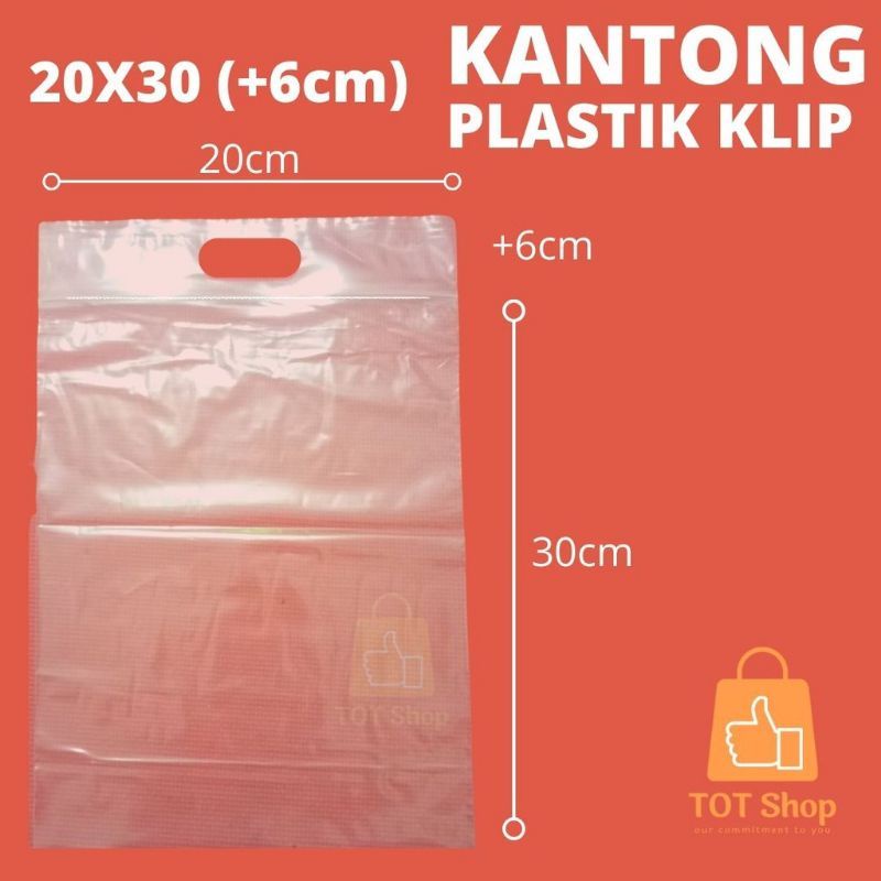 Plastik KLIP HANDLE Plong Lubang | Plastic Bening Transparan Baju Sepatu Distro Laundry | Wadah Clip