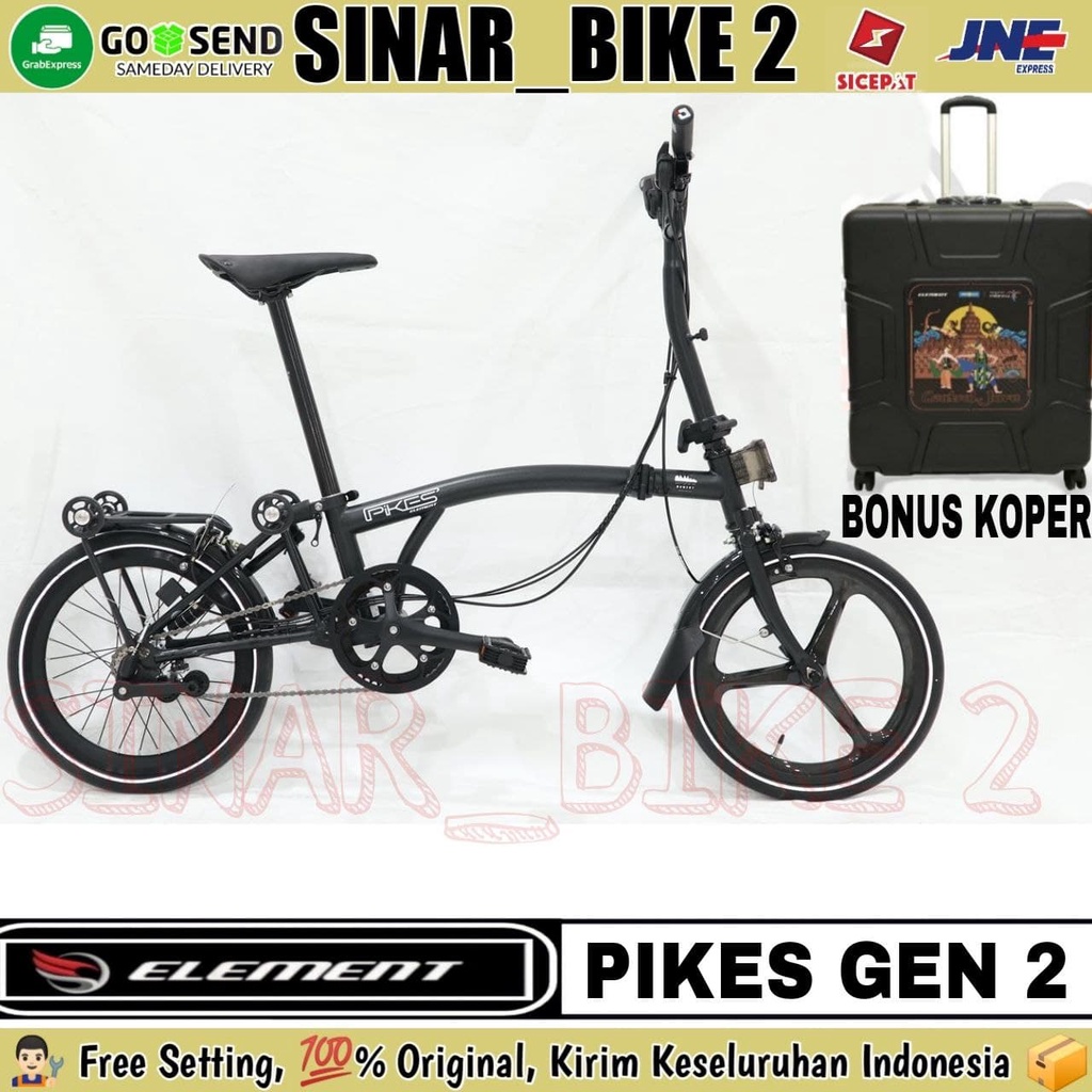 Sepeda Lipat 16 Inch ELEMENT PIKES GEN 2 VERMONT SAND Velg Carbon + Koper