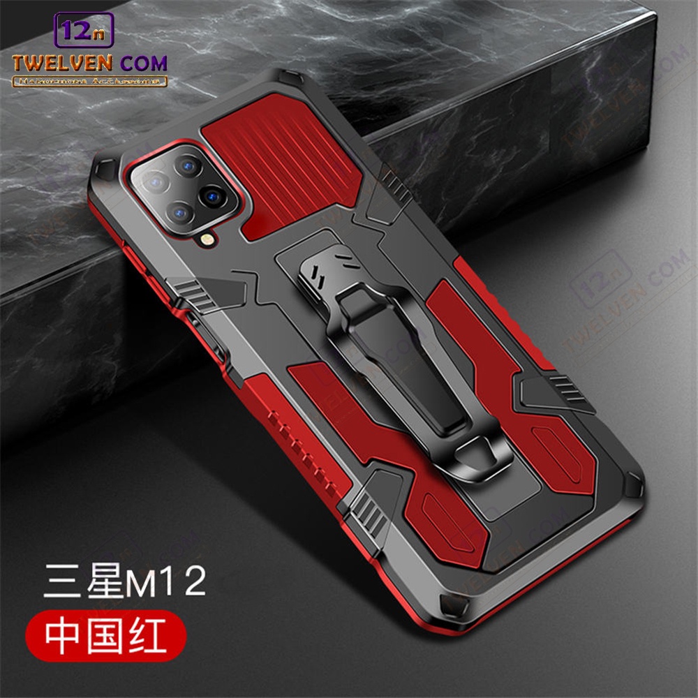 Case Shockproof Samsung M12 Armor Hardcase Stand Clip