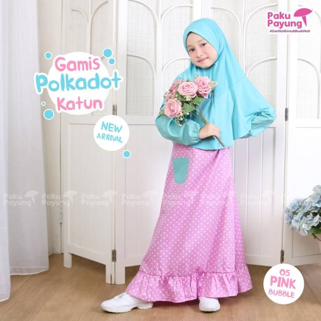 Gamis Polcadot Katun Uk. M, L , XL (sz 4-8th)