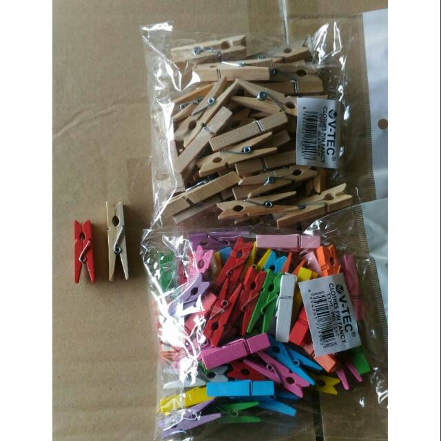 

Jepit kayu 4.5 cm isi 40 bh warna atau polos
