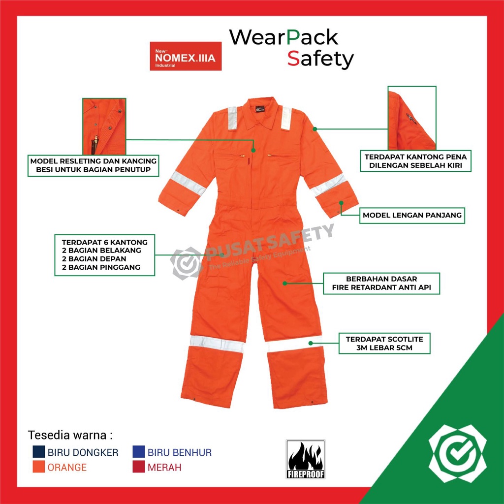 Wearpack New Nomex IIIA Flame Retardant Coverall Safety Anti Api