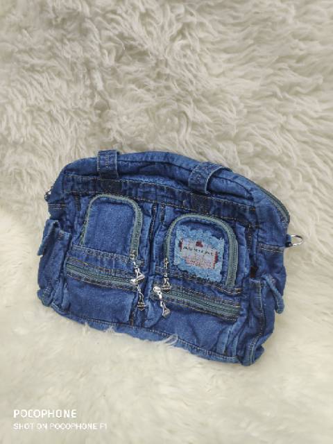 tas wanita bahan jeans medline / tas selempang wanita ukuran besar