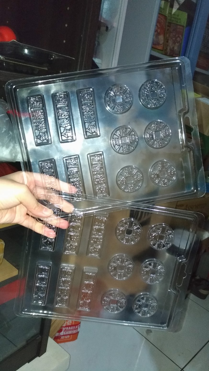 Cj Cetakan Coklat Koin Coin & Plakat Plastik