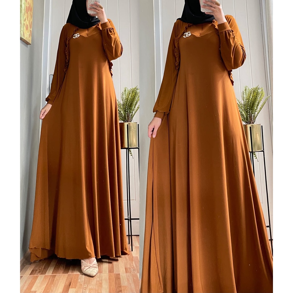 Gamis Ainun Bisa COD Bayar Di Tempat Gamis Jersey Korea Jumbo Polos Rizqah Collection Baju Gamis Ibu