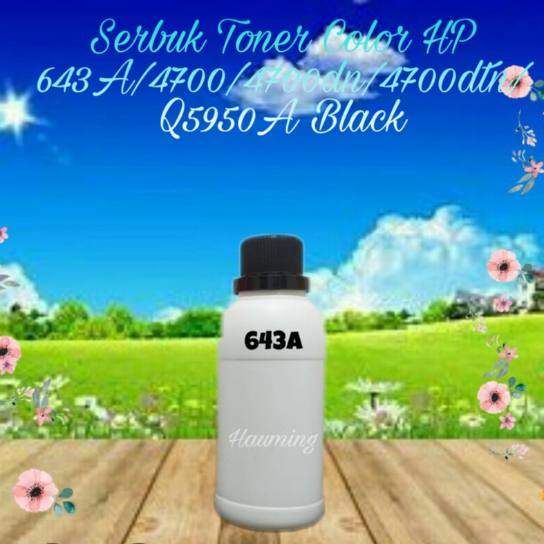 Serbuk Toner Powder Color HP 643A 4700 4700DN 4700DTN 4700N 4700PH+ Q5950A Black 1x Isi