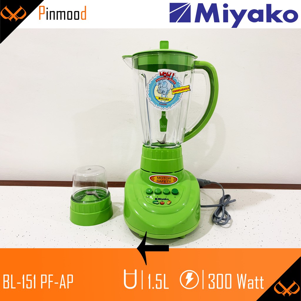 MIYAKO BLENDER BL-151 PF-AP [ 1,5 LITER ] PELUMAT 2 IN 1 PLASTIK ANTI PECAH ICE CRUSHER (GILING ES )