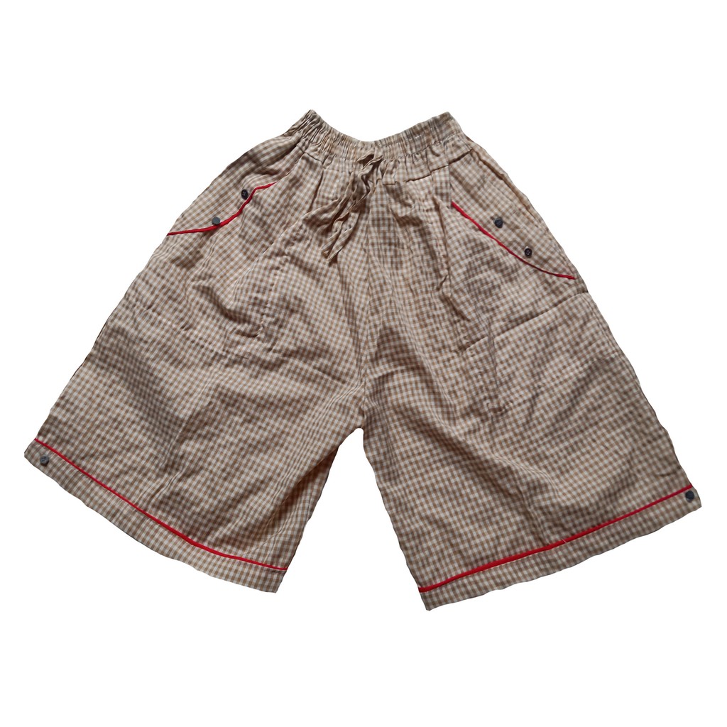 BESTCelana Kolor Celana Pendek Celana Wanita Celana Cewek Celana MotifKotakKotak Murah - COKLAT SUSU