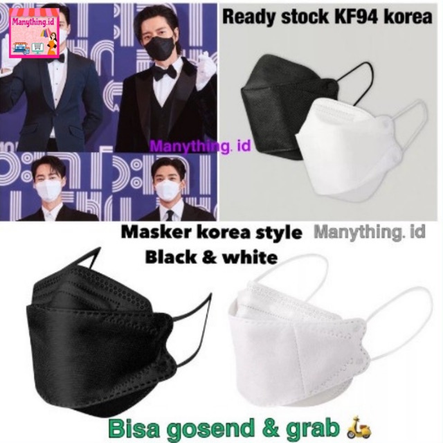 [ Check Out 1000] Masker KF94 Korea 4ply Masker Earloop Black Original Termurah