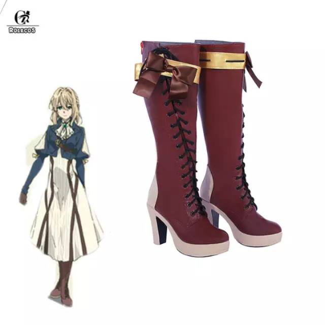 Sepatu boots Cosplay anime Violet evergarden Murah