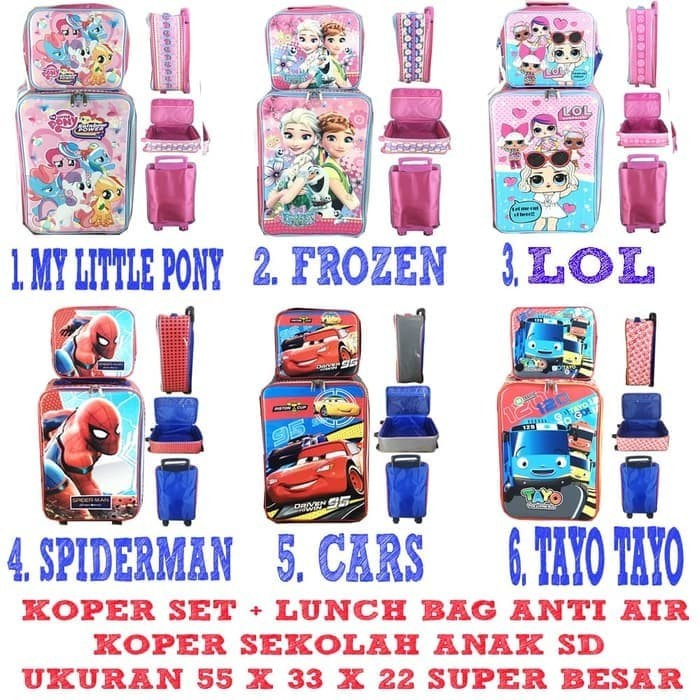 Gadis Anak Tas Troli Anak Perempuan Sekolah Dasar 1-3-5-6 Kelas 6 MN507  Troley Koper Sekolah Sd Po