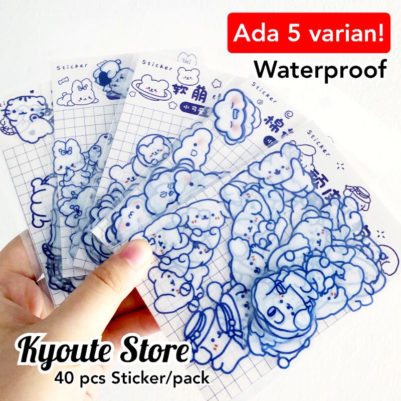 

40 pcs Sticker PVC Waterproof Cute Animal Scrapbook Journal Tumblr HP