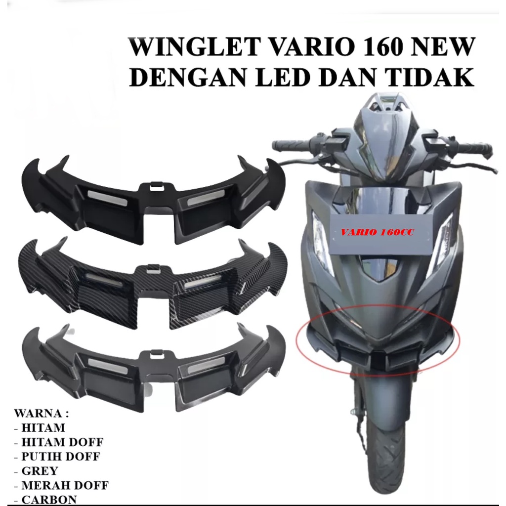 WINGLET HONDA VARIO 160CC ABS PLASTIK TANDUK WINGLET VARIO 160CC PLUS LAMPU LED/NON LAMPU LED