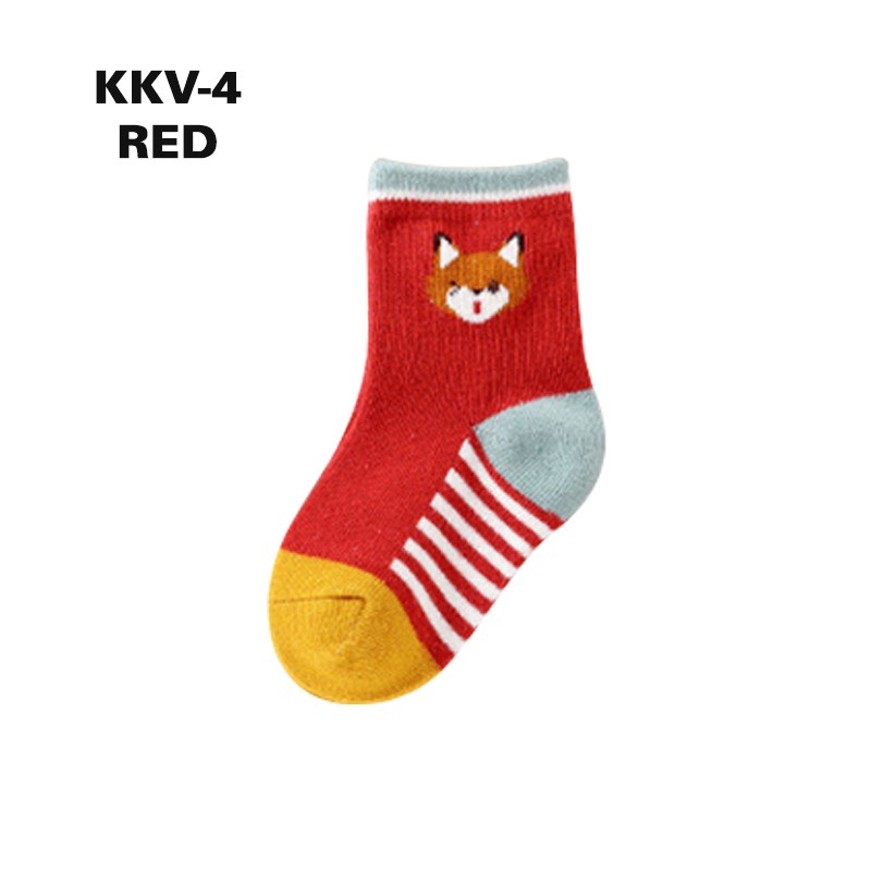 KAOS KAKI ANAK CEWEK COWOK KOREA KEKINIAN MOTIF KARTUN SERIGALA ORANGE SOCK KIDS SEKOLAH USIA 3-7 TAHUN KK3