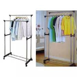 DOUBLE Rod Rack Gantung 2 Lapis rak  Serbaguna Baju  