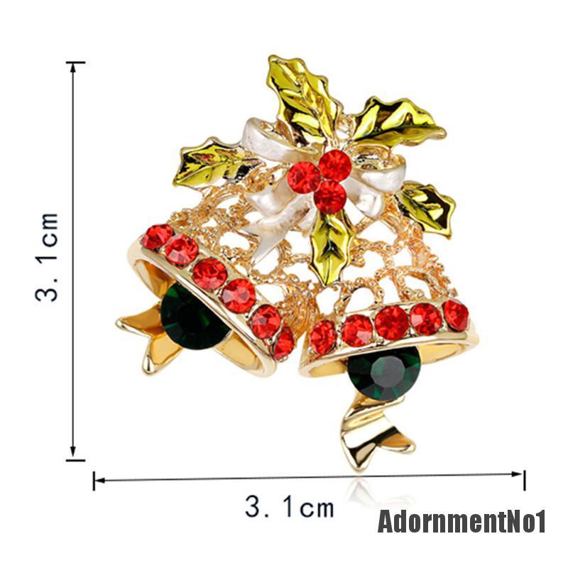 (Adornmentno1) Bros Pin Desain Lonceng Natal Hias Kristal