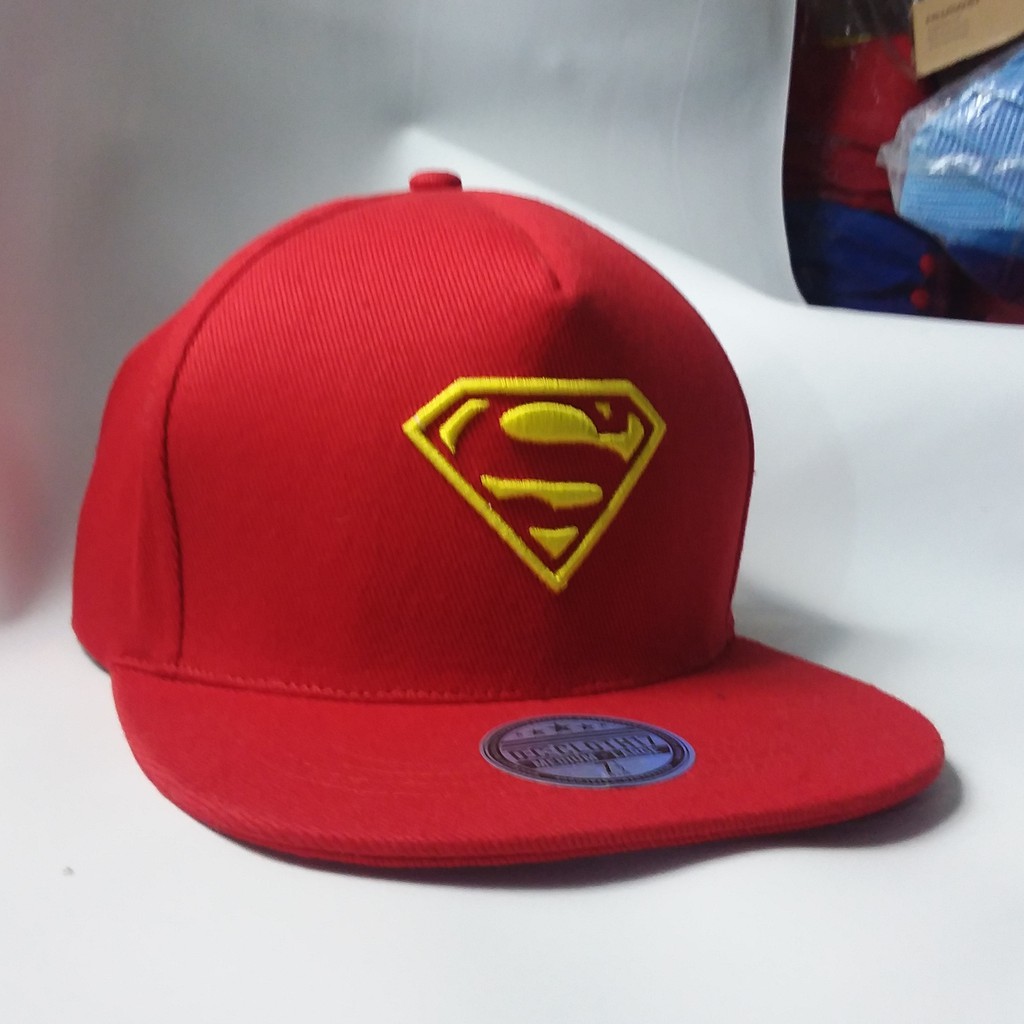 TOPI SNAPBACK SUPERMAN BORDIR KUNING MERAH LOGO SUPERHERO DC