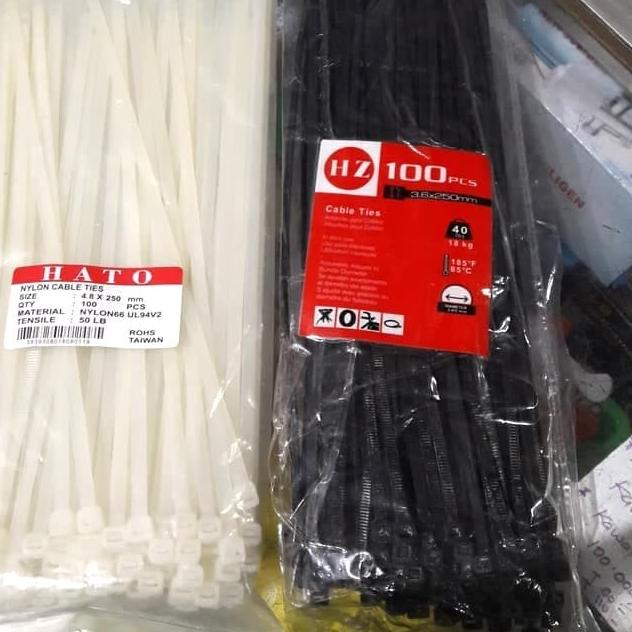 

◘ KABEL TIES NO 25 UKURAN 250MM / 25CM ISI 100PCS PENGIKAT FIBER - Hitam ➾