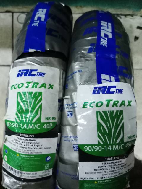 Paket Ban Tubeless IRC EcoTrax uk 80/90-14 &amp; 90/90-14 beat/vario/mio J/m3/scoopy/series